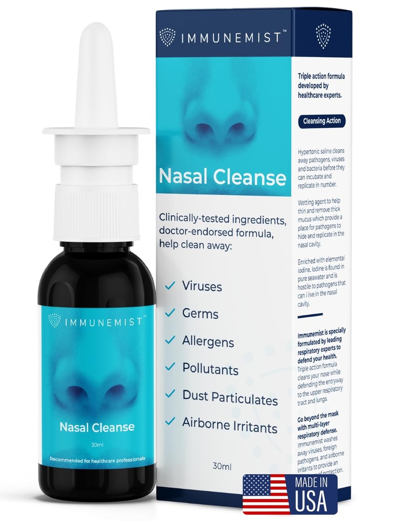 Nasal Cleanse - Doktor Önerilen Anti Viral Nasal Iodine yapıştırıcısı Rinse Şişe 250 Dos - Nasal Mix for Wellness - ABD'de Yapıldı