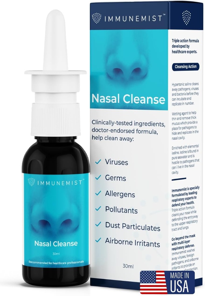 Nasal Cleanse - Doktor Önerilen Anti Viral Nasal Iodine yapıştırıcısı Rinse Şişe 250 Dos - Nasal Mix for Wellness - ABD'de Yapıldı