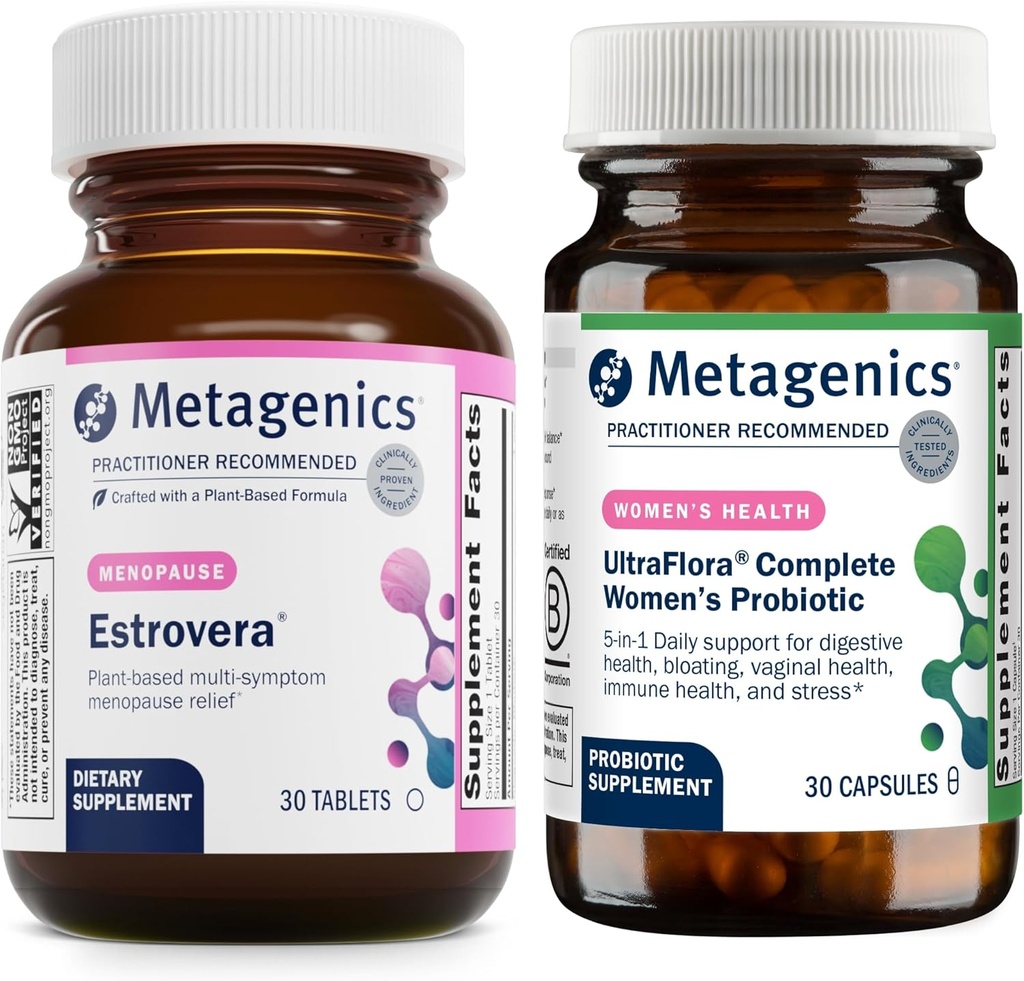 Μεταγονική HerWellness Estrovera (30 δισκία) & UltraFlora Πλήρης Γυναικείο Προβιοτικό (30 κάψουλες) - Υποστήριξη χωρίς ορμόνες Εμμηνόπαυση - Aids Digestive Health