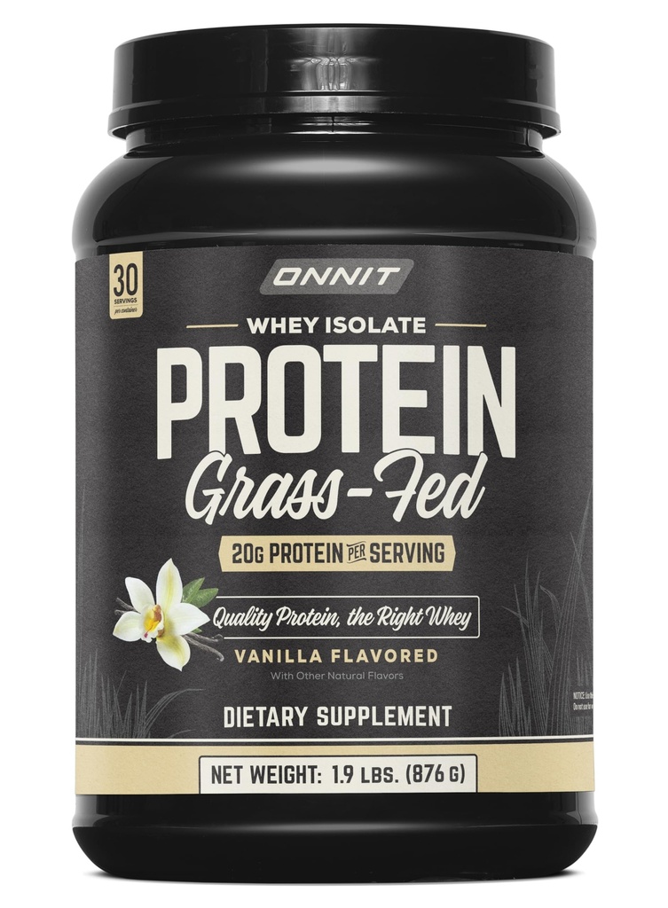 ONNIT Grass Fed Whey Isolate Protein Toz, Vanilla Flavor, Whey Protein Toz Diyeter Supplement to Support Muscle Gain and Workout Recovery, 30 Services per Tub, 30.7 oz