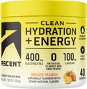 Ascent Clean Hydration + Enerji Elektrolytes Toz - 100 mg Caffeine, 400 mg Electrolytes, Yapay Malzemeler, Orange 40 Hizmetler