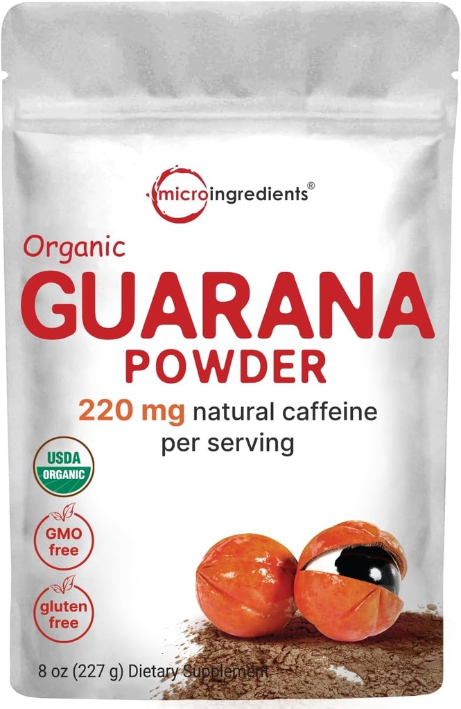 Mikro Malzemeler Organik Guarana Toz 1000mg Per Serv, 8 Ounces | 220mg Doğal Caffeine Energizer, Brezilyalı Herbal Extract, Raw, Bulk Superfood, Kahve Substitute, Vegan Dostu, & Non-GMO