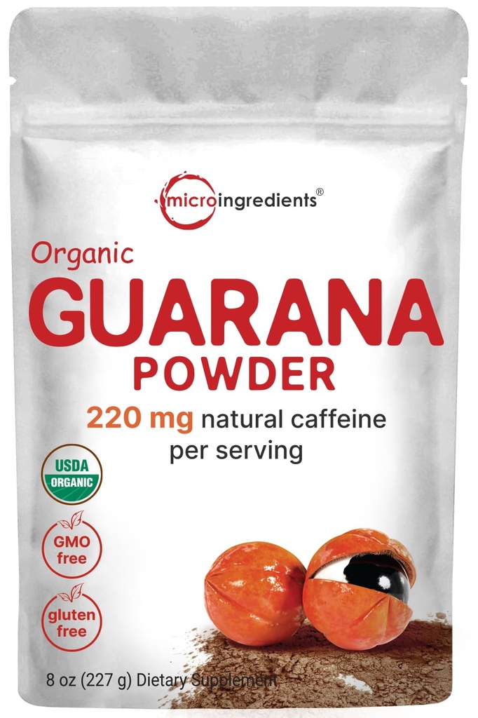 Mikro Malzemeler Organik Guarana Toz 1000mg Per Serv, 8 Ounces | 220mg Doğal Caffeine Energizer, Brezilyalı Herbal Extract, Raw, Bulk Superfood, Kahve Substitute, Vegan Dostu, & Non-GMO