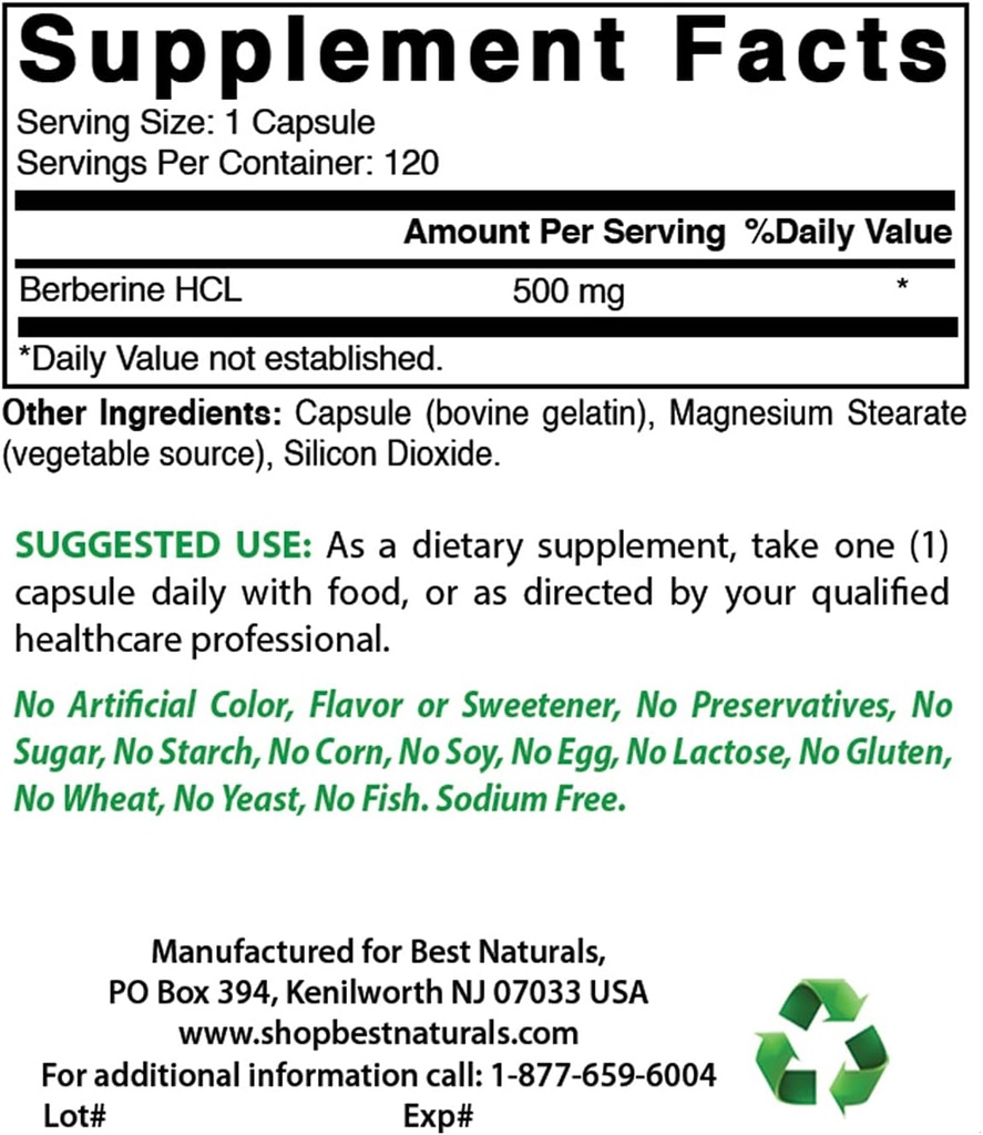 En İyi Doğallar Berberine 500m & Quercetin 1000 mg
