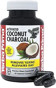 Yerba Prima Activated Coconut Charcoal, 60 Capsules - Natural Detox - Vegetarian, Vegan, Gluten Free, Non GMO