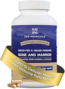 Zen Principles Grass Fed Beef Bone Marrow Supplement, 3300 mg. Skin, Oral Health ve Ortak Destek. Tüm-Body Wellness'ı teşvik eder. Tüm Bone Extract, 210 Capsules.