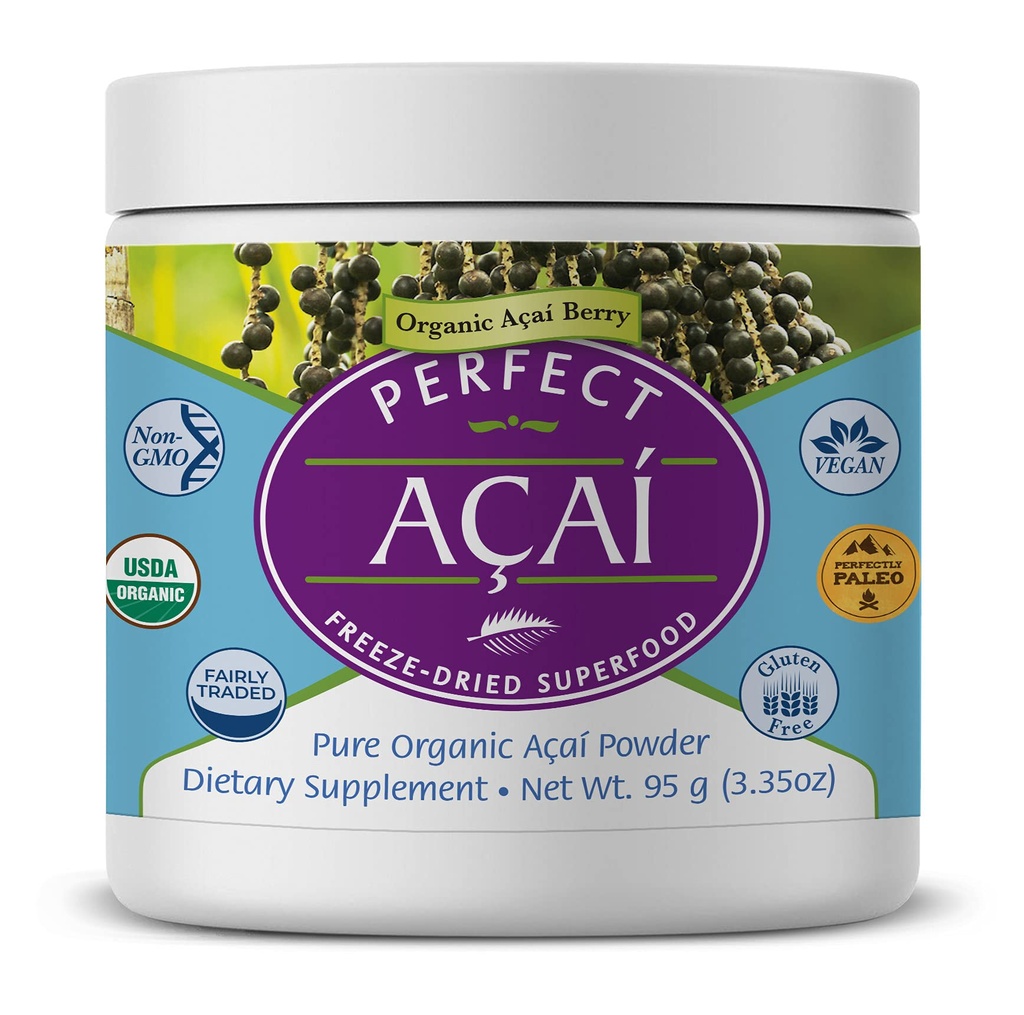 Mükemmel Supplements – Perfect Acai Toz – 95 Grams – Pure Organic Freeze-Dried Acai Berry Superfood - Güçlü Antioksis - Destekler Immune System