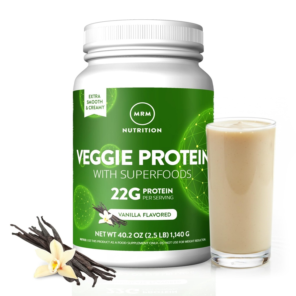 MRM Beslenme Veggie Protein Superfoods | Vanilla Flavored | 22g Tamam Protein | 8.8g Essential Amino asitler | 13 süper gıda | Omega 3s ve Omega6s | Keto Friendly | 33 Hizmetler
