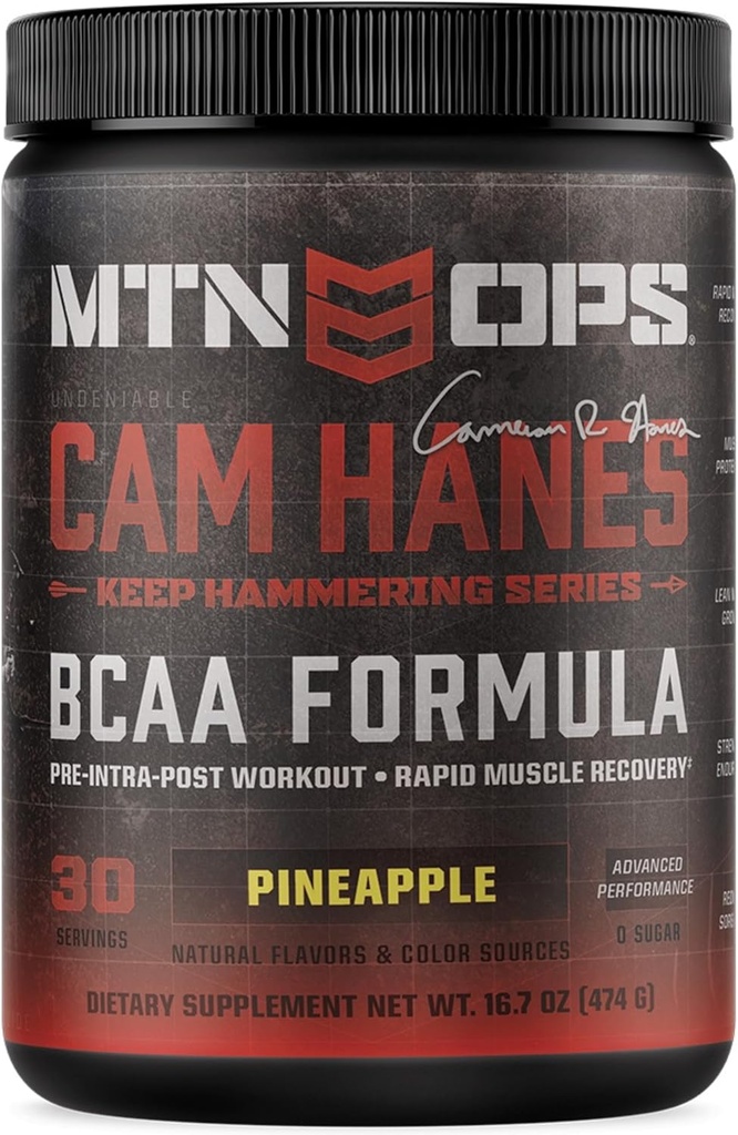 MTN OPS Cameron Hanes BCAA Toz Hammering Series, 2:1 1 Amino asitler Hızlı Kas Kurtarma ve Sıfır Şeker & Gluten Free - 30-Serving Tub