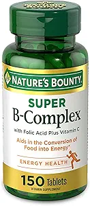 Nature's Bounty, Super B Complex with Vitamin C & Folic Acid - Immune&Energy Support - 150 Tabletler.
