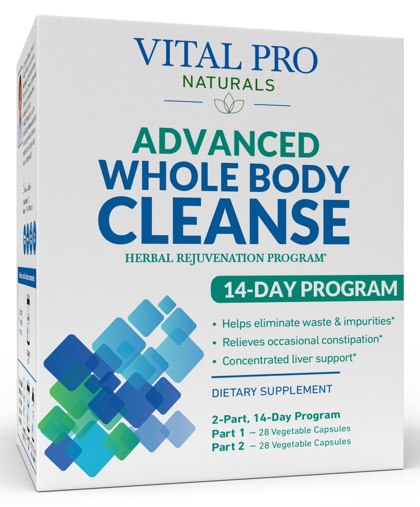 Vital Pro Naturals – Advanced Whole Body Cleanse with Milk Thistle, Magnezyum, Cape Aloe, and Herbs for Occasional Constipation and Health Elimination, 2Part 14 Day Kit, 56 Capsules