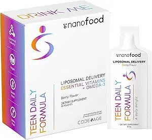 Gençler için Multivitaminler, Sıvı Vitamin C Gençler için, Vitamin A B6 B12 D3 E Çocuklar için, Biotin Bora-3 Folate, Liposomal Vitaminler Tamam, One Daily Sachet, Vegan, Non-GMO, 30 Pouches