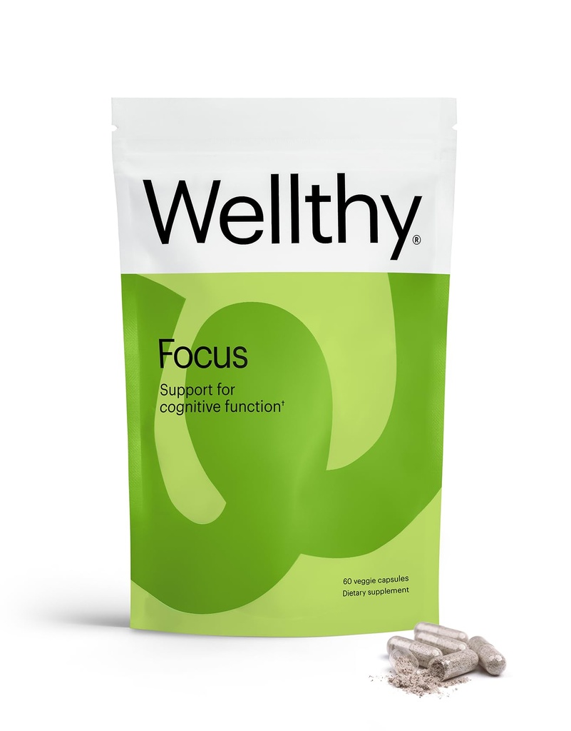 Wellthy Focus Γνωστική λειτουργία, εστίαση, και συμπλήρωμα μνήμης για τη μνήμη, δημιουργικότητα, και κίνητρο (30 ημέρες)
