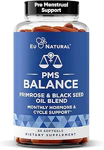 Kadın için PMS Vitaminleri - Kadınlar için Hormon Dengesi, Menstrual Support - Primrose Oil, Black Seed Oil & DIM - 60 Liquid Softgels