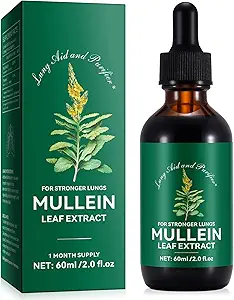 Mullein Drops for Lungs, Mullein Leaf Extract with Chlorophyl, Mullein Leaf Extract for Lung Cleanse and αναπνευστική υποστήριξη