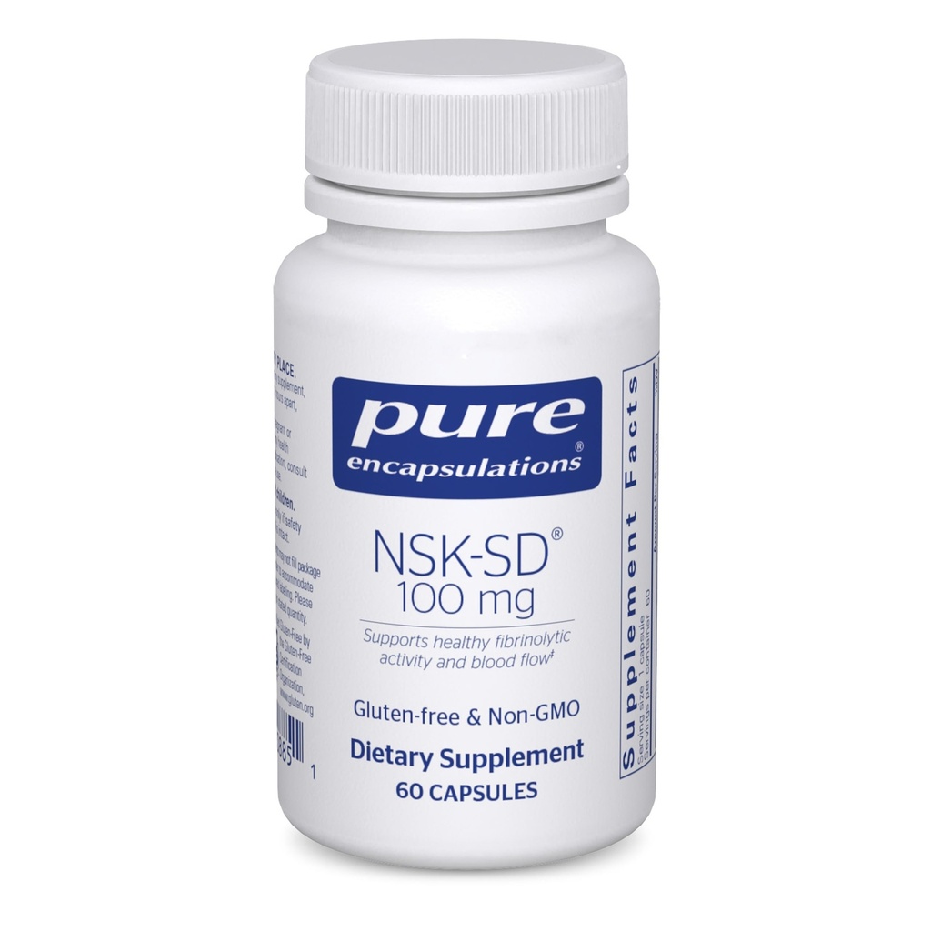 Saf Encapsulations NSK-SD - 100 mg Nattokinase - Normal Kan Circulation - Destekler Fibrinolytic Activity* - Gluten Free & Non-GMO - 60 Capsules