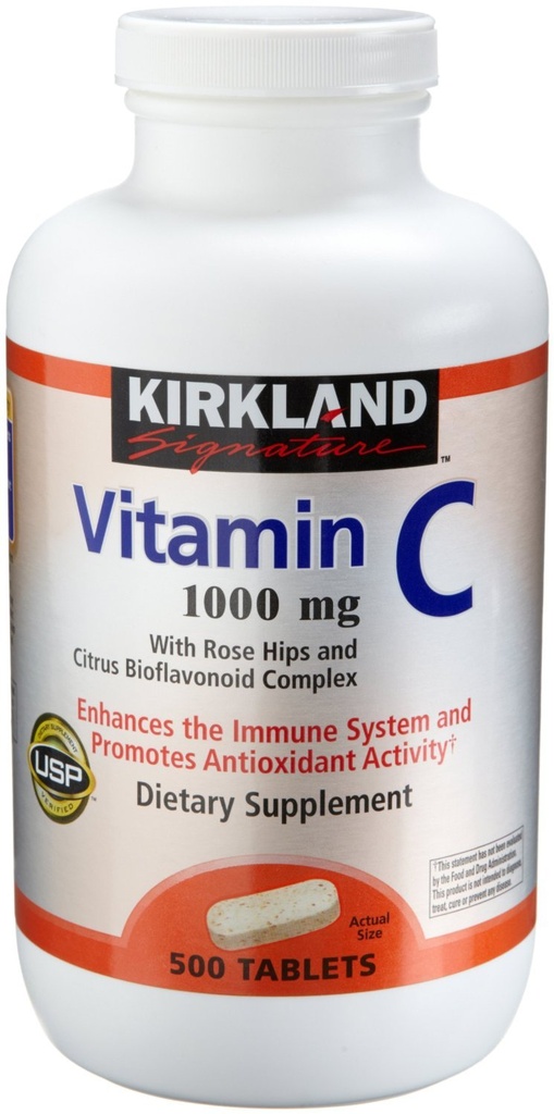 Kirkland Vitamin C with Rose Hips and Citrus Bioflavonoid Complex (1000 mg), 1000-Count ((1000mg Tablets))
