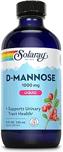 SOLARAY D-Mannose 1000 mg Sıvı Formula Cranberry Extract - D Mannose Cranberry Supplement with Vitamin C - Supports Urinary Tract Health - 60-Day Garanti, 16 Hizmet, 8 FL OZ OZ