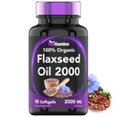 tnvitaminler Organik Flaxseed Oil Yumuşakgels: 2000 mg - 90 Softgels | Omega-3 Fatty Acids | Flaxseed Oil Supplement for Women & Men | Non-GMO