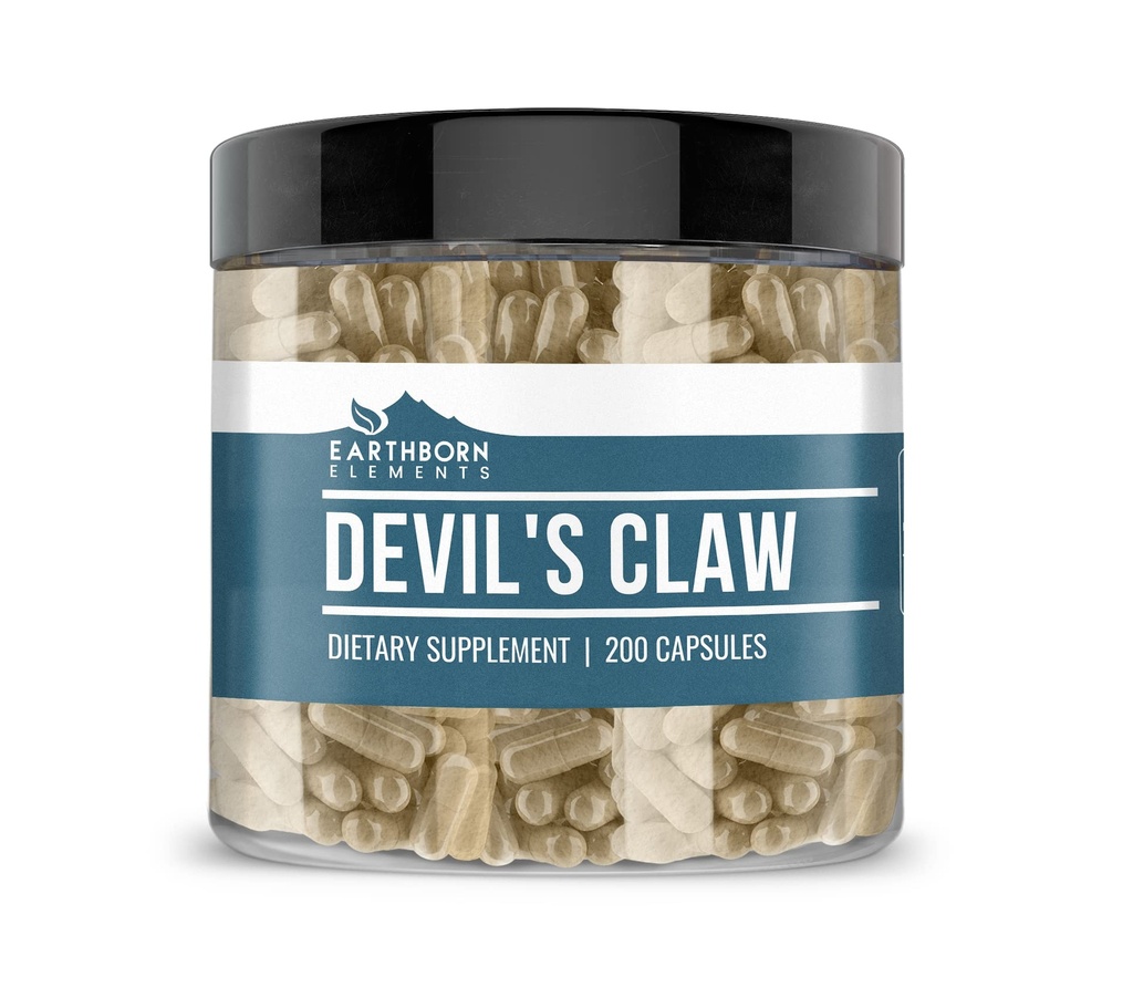 Earthborn Elements Devil's Claw Extract 200 Capsules, Pure & Undiled, No Wordss