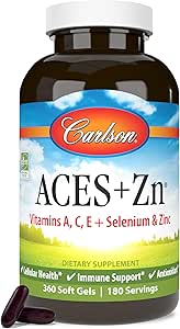 Carlson - ACES + Zn, Vitaminler A, C, E + Selenium & Çinko, PVC, Hücre Sağlığı ve Immune Desteği, Selenium Multivitamin, Antioksi, 360 Softgels