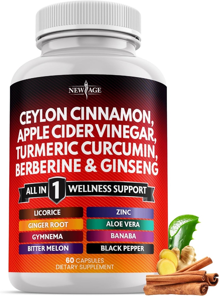 Ceylon Cinnamon, Turmeric, Apple Cider Vinegar, BTC, Aloe Vera, Berberine Plus Banaba, Ginger Root - 60 Count