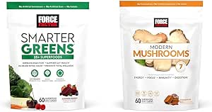 Force Factor Smarter Greens Superfood Chews, Greens and Superfoods with Probiotics & Modern Mushrooms Soft Chews, Mushroom Supplement with Lions Mane, Turkey Tail