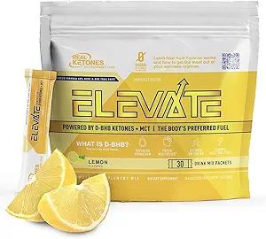 Real Ketones MCT & BHB Exogenous Ketones Drink Mix Packets Αυξήστε τα πακέτα σκόνης Keto Electrolytes Όχι Ζάχαρη με 4 κύρια ηλεκτρολύτες Plus Hydrating Proprietary Keto BHB - 30 Pack Λεμόνι Περιστροφή