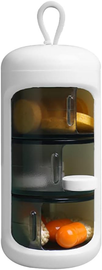 Pill Container, Small Portable Travel Pill Case, Mini Boyut Pill Organizer, Pill Box for Vitamin, Fish Oil, Supplements, 3 Karşılaştırmalı Kayma Günlük Pill Vakası (Beyaz)...