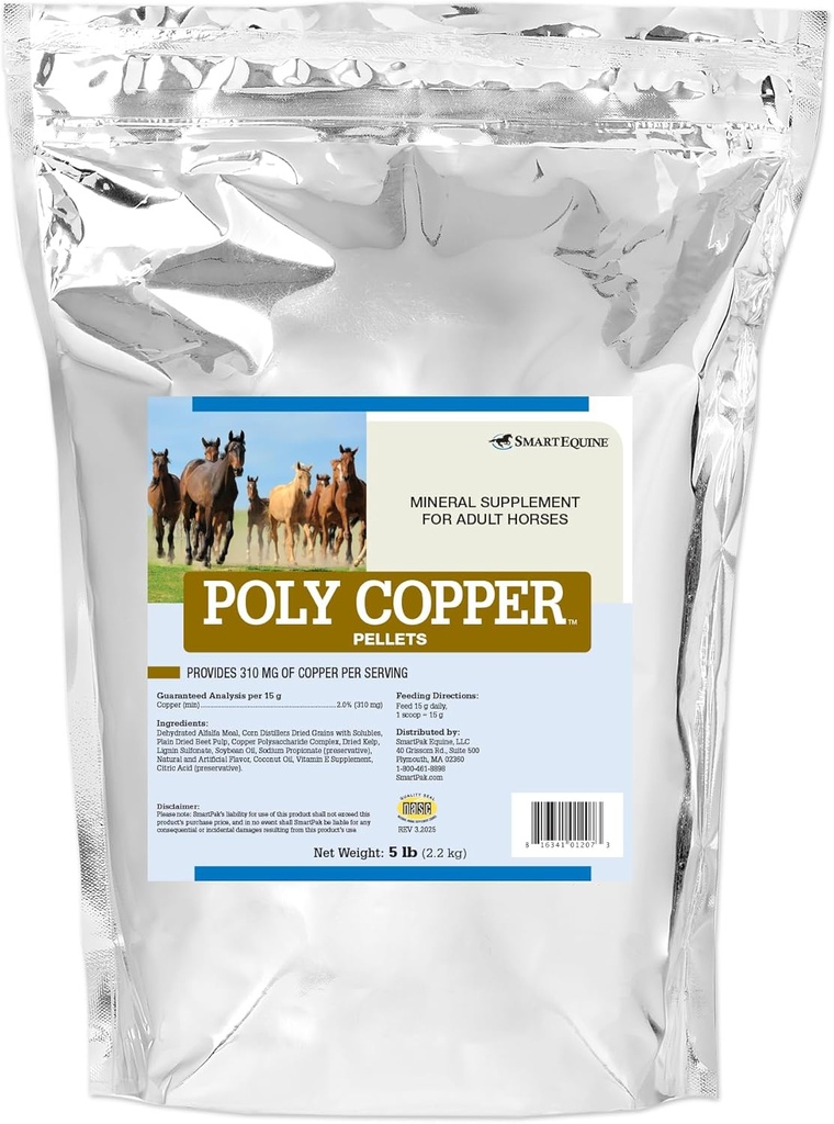 Poly Copper Pellets | Equine Horse Coat Supplements for Skin | Vitamins & Minerals For Horses Bones and Metabolism | 5 lb Bag Bag