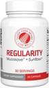 Silver Fern Regularity Digestive Supplement Capsules Brand - 1 Şişe = 30 Capsules = 30 Gün Supply - Mucosave FG (Prickly Pear Polysaccharides & Olive Leaf Polyols) & SunFiber