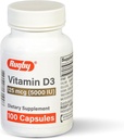 Rugby Vitamin D3 5,000 IU (125 mcg) - Vitamin D Dietary Supplement for Bone, Teeth, and Immune Health, 100 Capsules