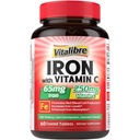 Iron Supplement, 65 mg Carbonyl Iron 250 mg Vitamin C, Stomach Friendly Iron Pills for Blood Building Women & Men, High Abxia, No Nausea, No Constipation, Non-GMO, No Gluten, 60 Vegan Tabs