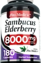 Lab - Elderberry - Sambucus Elder 8000 mg, 180 Capsules - Yaşlı Capsules - Black Elderberry - Immune Support Supplement- Vitamins for Women and Men, Ultra yüksek Abvitaminler