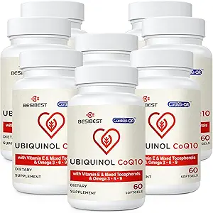 Ubiquinol CoQ10-600mg-Softgel, Active Coq10 Ubiquinol Supplement with Vitamin E & Omega 3, 6, 9, Υψηλή Απορρόφηση-Συνένζυμο-Q10, Ισχυρό Αντιοξειδωτικό για την παραγωγή ενέργειας, Tested, 480 Count
