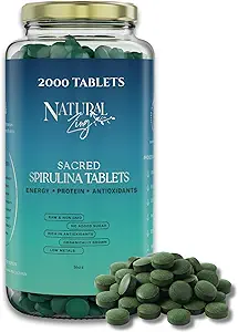 Doğal Zing 100% Pure Spirulina (Raw, Organik) |1000 16oz Toz, Tabletler | Vegan Protein | Phycocianin | Beta Carotene