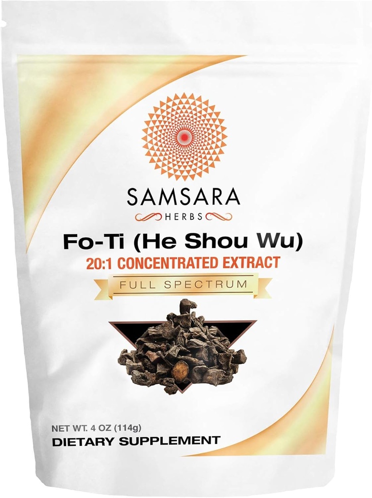 Samsara Herbs Fo-Ti Türlü Toz (4oz/114g) (He Shou Wu) - 20:1 Yoğun Türleme, Hazırlandı