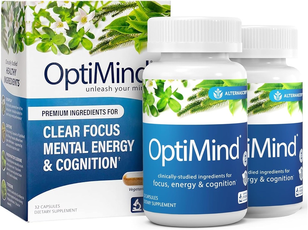 Optimind Bacopa Monnieri Brain Supplement for Memory and Focus, Nootropics with Phosphatidylserine, Huperzine A, Non-GMO, Klinik olarak Studied Materialss, 64 Capsules
