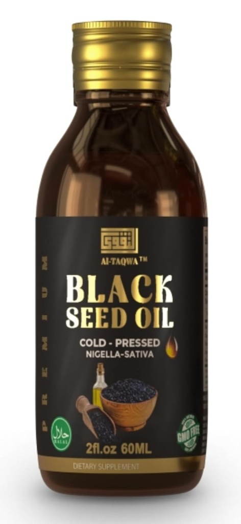 Black Seed Oil, Pure Virgin Black Cumin Seed Oil (Nigella Sativa) Kalonji, Cold Pressed, Unrefined, Thymoquinone, Vegan Friendly, Non GMO, Liquid 60 ml