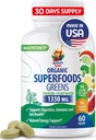 SUNNY SAM Super Food Green Supplements for Yetişkinler - 60 Tabletler - Gerçek Meyveler, Sebzeler ve Doğal Digestive ve Enerji Desteği için Herbs