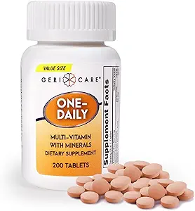 GeriCare One-Daily Multi-Vitamin & Minerals, Diyetsel Suplement Tabletleri (200 Kont)