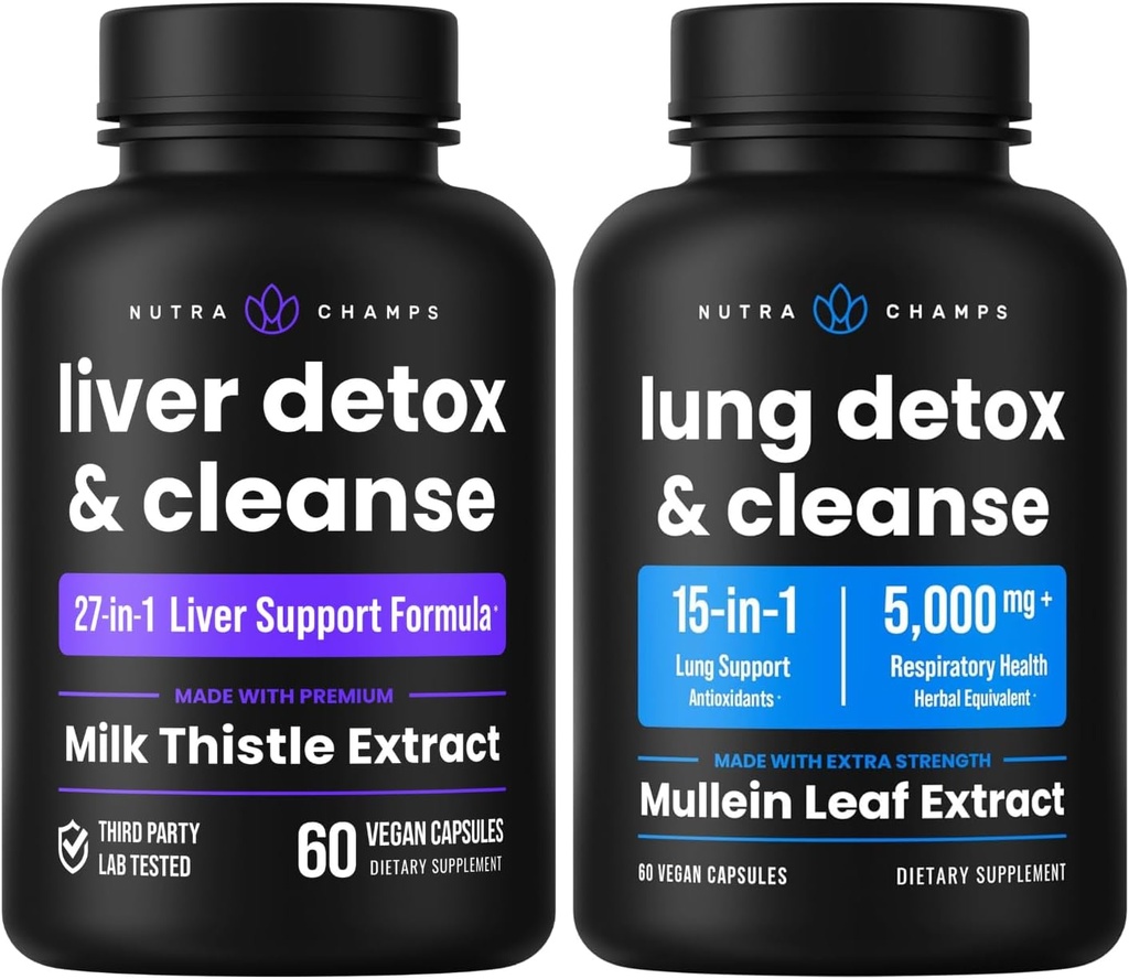 NutraChamps Liver Cleanse Κάψουλες και κάψουλες καθαρισμού πνεύμονα 2 πακέτο