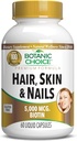 Botanic Choice Hair Skin and Nails Vitamins - Biotin Supplement with Collagen, Vitamin C, & Iron - Super Antioksi Mix with Argan Oil & Hyaluronic Acid - 60 Sıvı Capsules