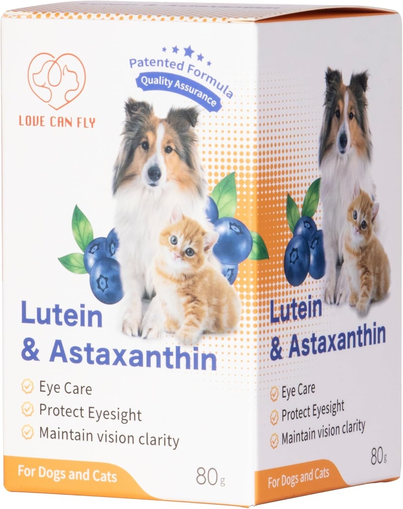 Lutein for Dogs and Cat Eye Supplement Aspaxanthin All Natural Ingredient Human Grade Support Tear Stain Immune, Lutein πηγάζει από ΗΠΑ, Enhance Vision Health Antioxidants- 2.8 Oz