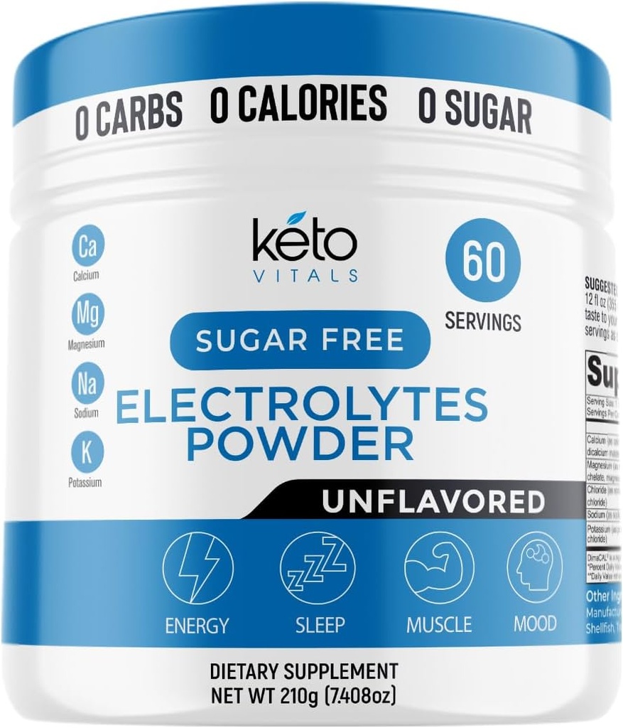 Keto Vitals Unflavored Electrolyte Toz | Keto-Friendly Electrolytes with P properties, Magnezyum, sodyum,dis | Keto Electrolytes Supplement Drink Mix | Sugar-Free, Zero Calories, Zero Carbs