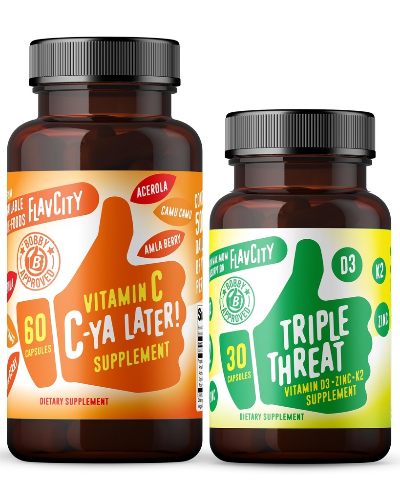FlavCity Vitamin C & D Supplement Set, C-Ya Daha Sonra ve Triple Tehdit