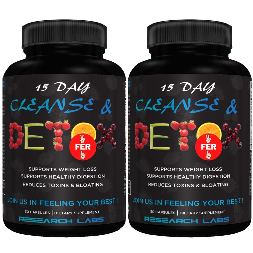 Research Labs 15 Day Colon Cleanse & Detox for Less Bloat Flat Tummy w/Probiyotiks - 2 Fer 1 - Constipation Relief - Flushes Toxins, Boosts Energy. Klinik olarak Güvenli ve Etkili Formula