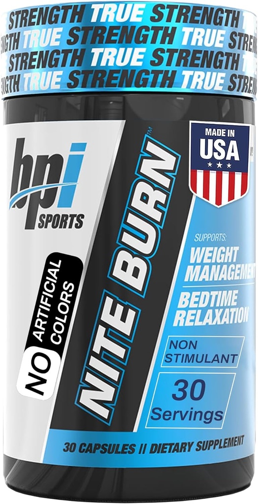 BPI Sports Nite Burn Fat Burner for Women & Men - Bed Time Fat Burner & Sleep Support – Nighttime Relaxation & Metabolism ATM – Keto Friendly, Kilo Kaybı – 30 Hizmet - 640 mg, Capsules