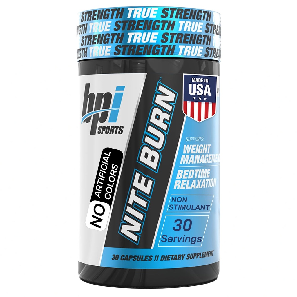 BPI Sports Nite Burner λίπος για γυναίκες & άνδρες - Χρόνος κρεβατιού Fat Burner & Sleep Υποστήριξη – Νυχτερινή χαλάρωση & Μεταβολισμός Booster – Keto Φιλικό, απώλεια βάρους – 30 εξυπηρετούν – 640mg, κάψουλες