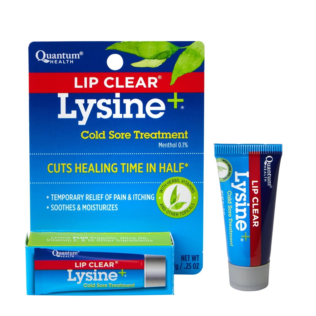 Kuantum Sağlık Lip Clear Lysine+ Cold Sore Treatment Soothe & Moisturize Mouth Sores - L-Lysine Menthol Calendula & Propolis Ointment - Say Fısıltma